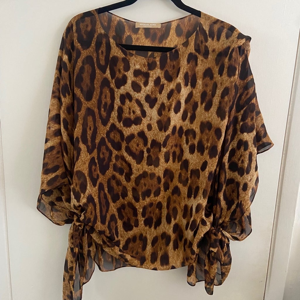 Michael Kors Made in Italy 100% Silk Cheetah Print Top